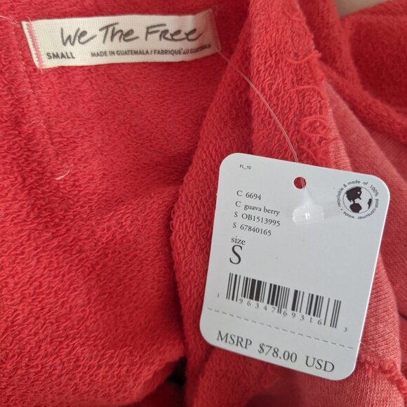 Free People We The Free Fresh to Def Terry Sleeveless Top Side Tie Red Gauva NEW - Picture 8 of 11